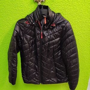 Tek Gear Black Quilted Jacket with Red Accents